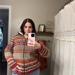 MEXICANA Red and Orange Patterned Women's Cardigan